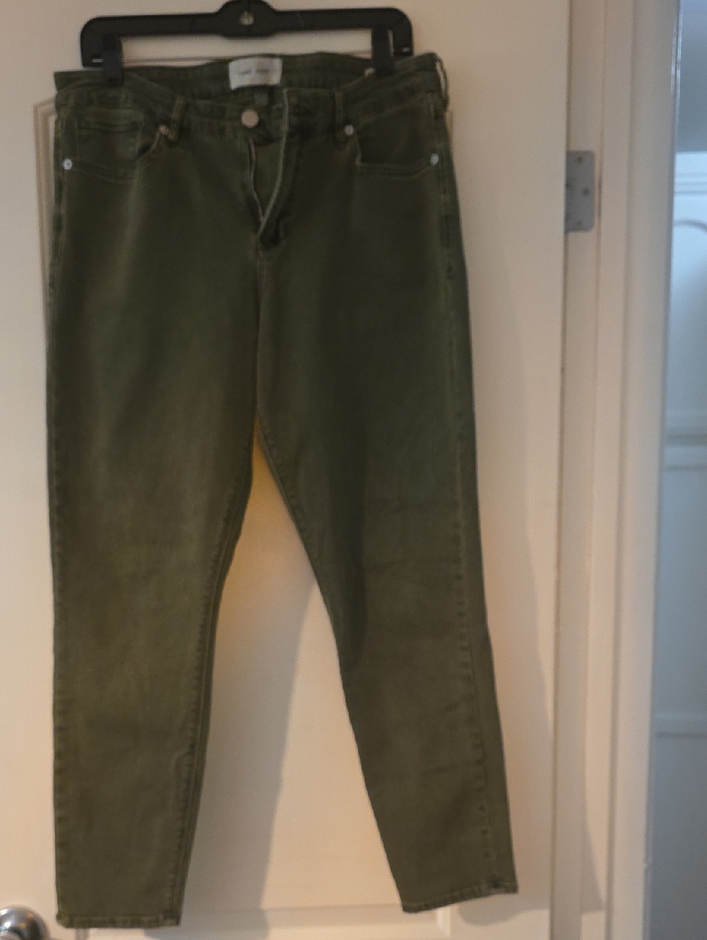 Dear John Olive Green Jeans with Branded Button
